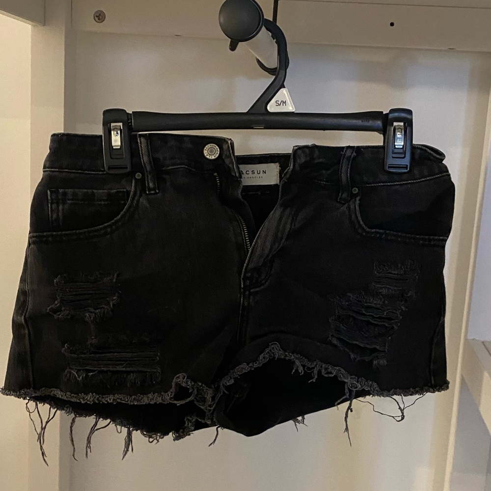 Black high rise jean shorts